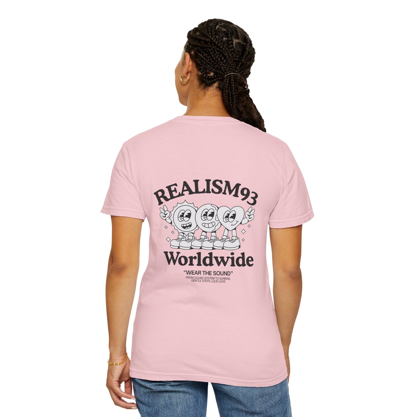 Realism93 Worldwide Back Print Graphic T-Shirt — Vintage Cartoon Logo Tee