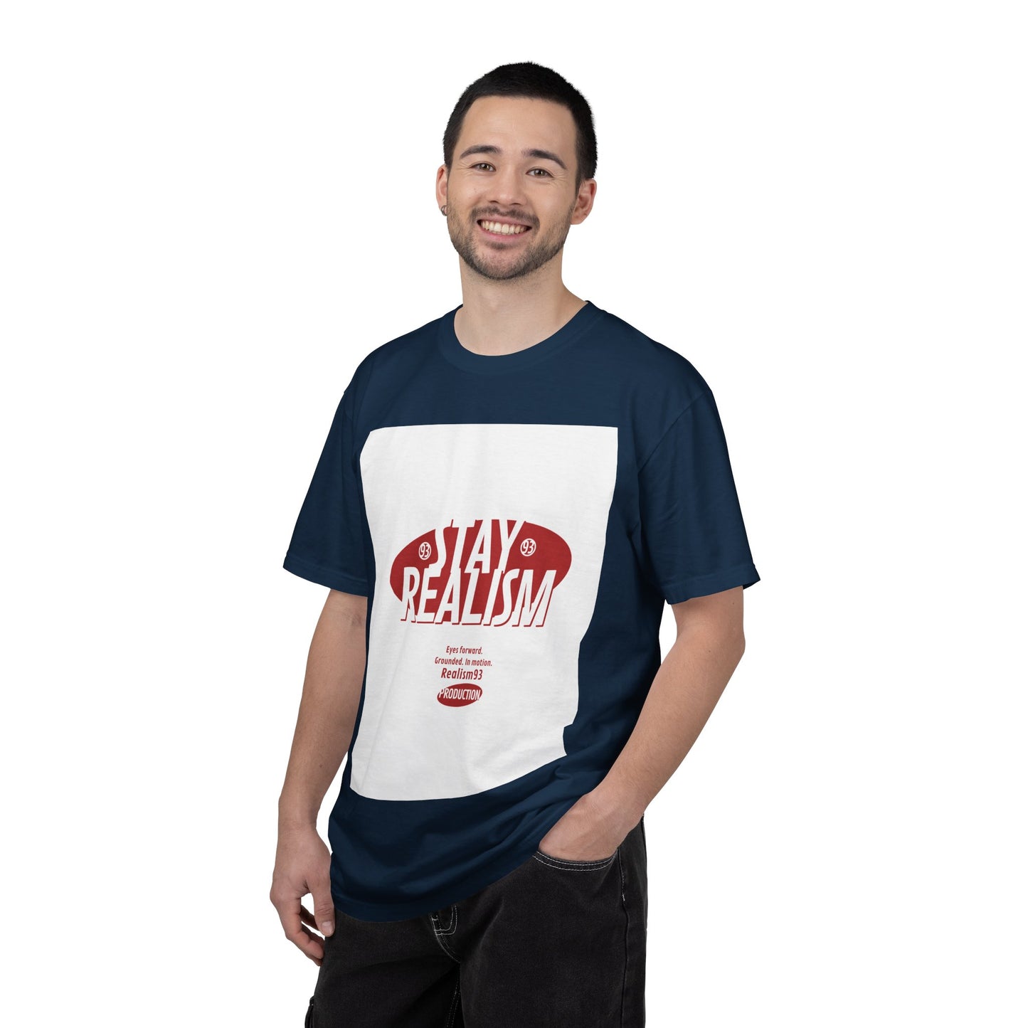 Stay Realism Graphic T-Shirt — Retro Bold Typography Tee