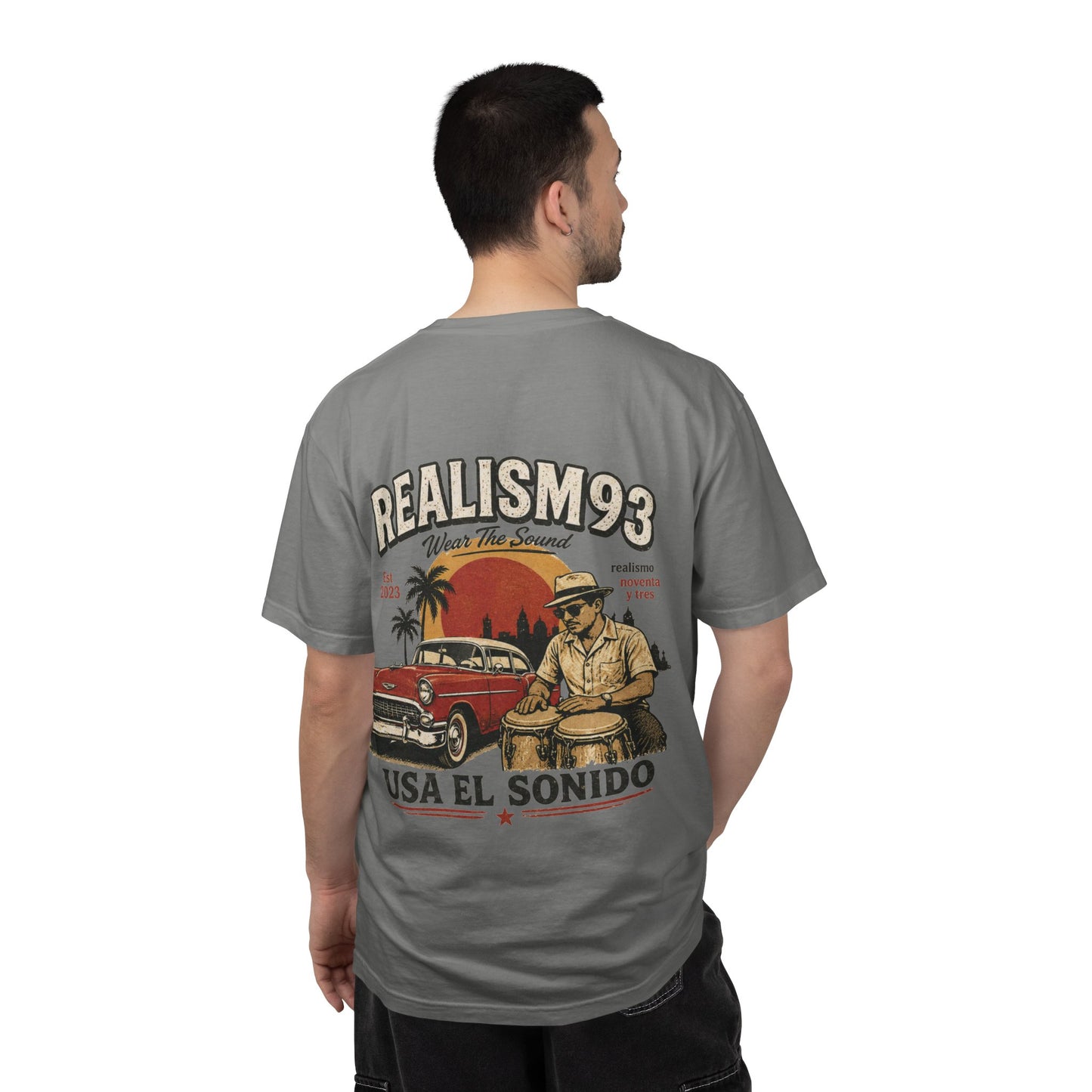 Realism93 "Usa El Sonido" Vintage Cuban Car & Conga T-Shirt