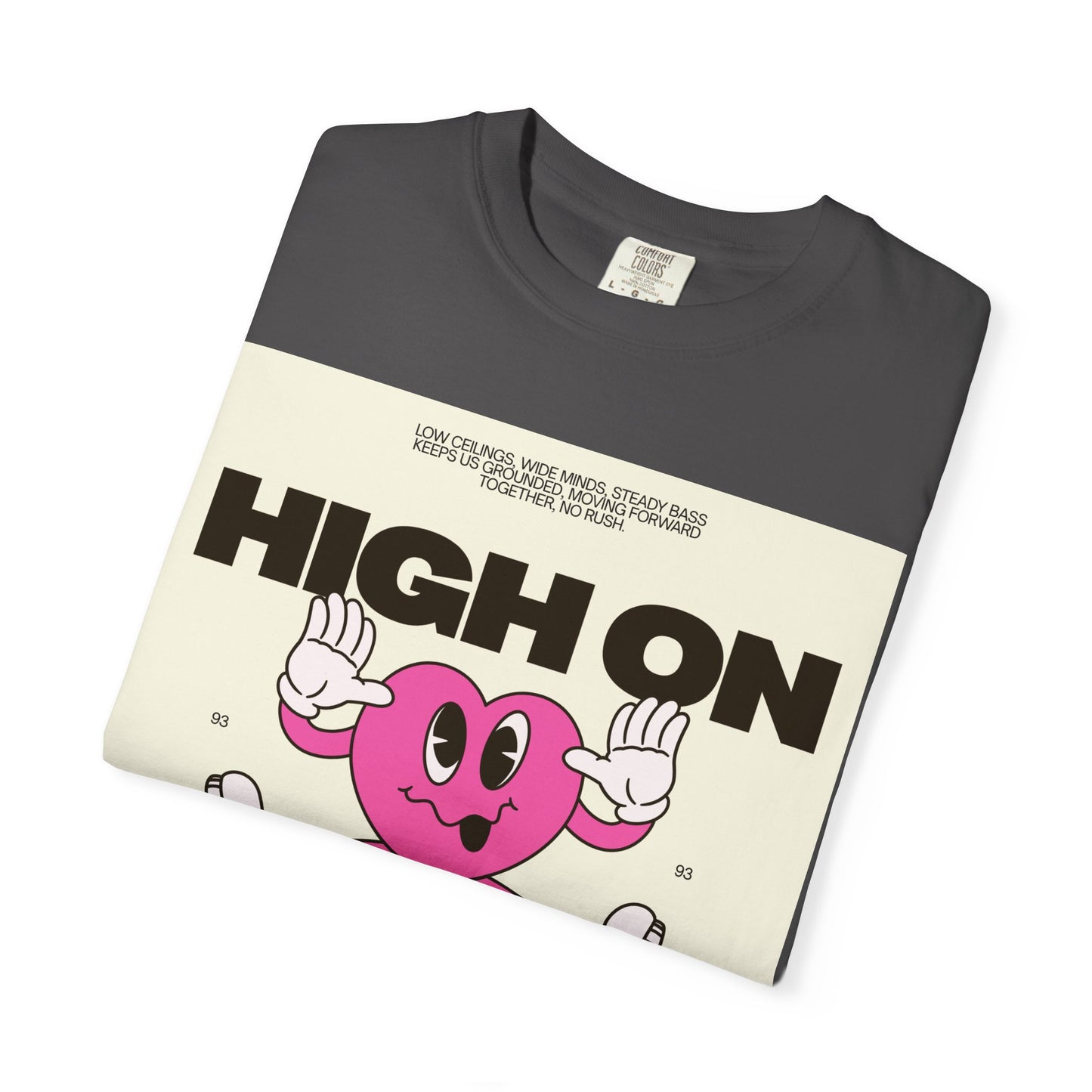 High On Realism Graphic T-Shirt — Retro Heart Skateboard Design