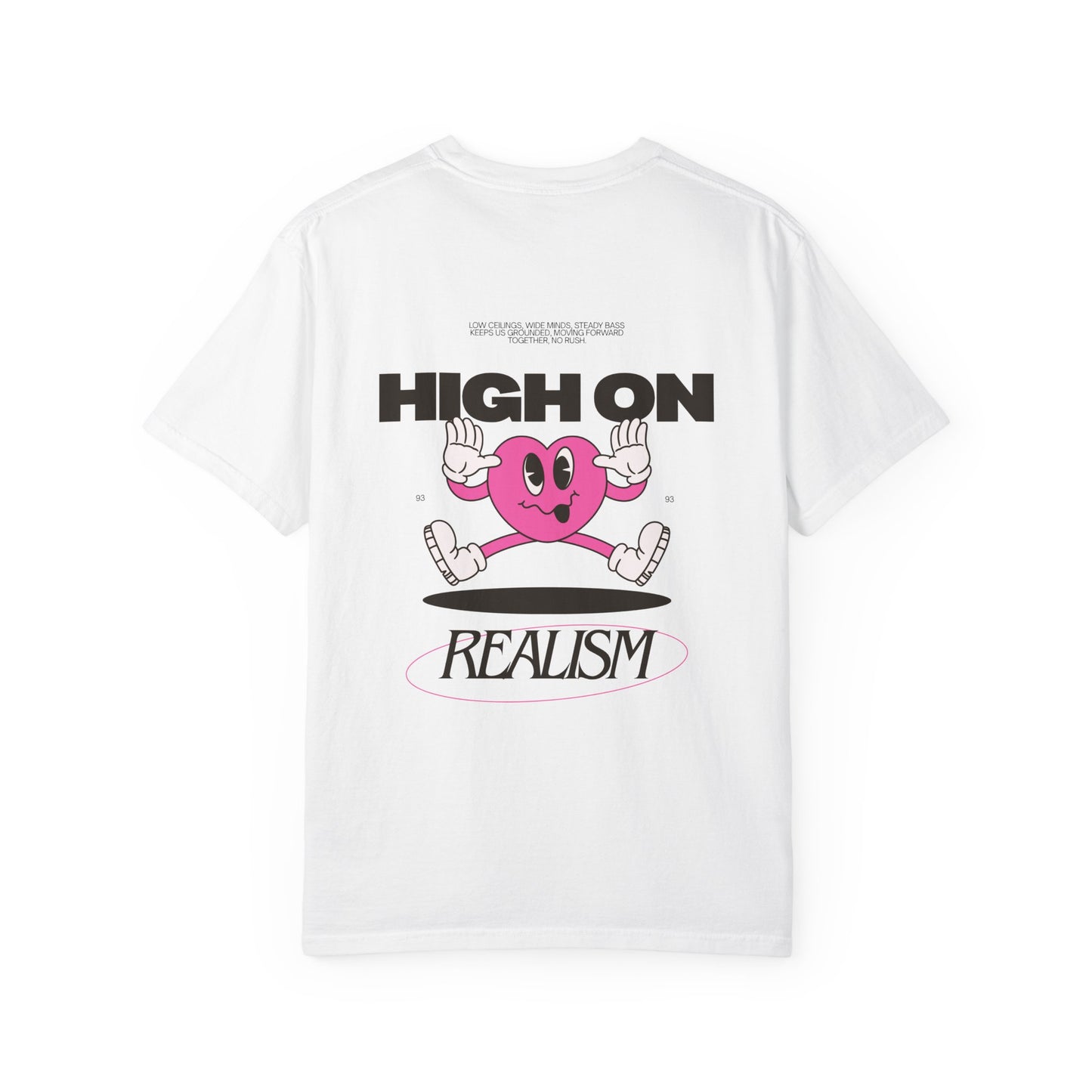 High On Realism Back Print Graphic T-Shirt — Retro Heart Skateboard Design