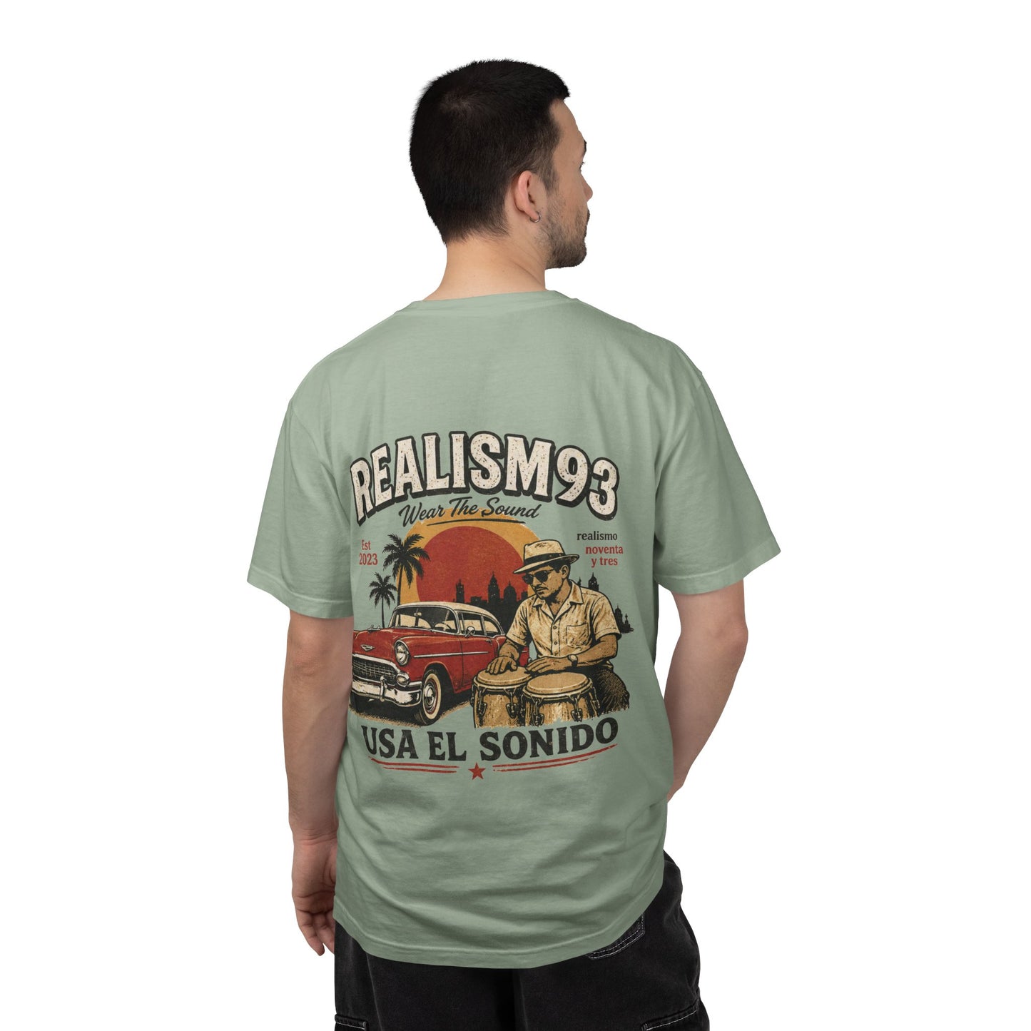 Realism93 "Usa El Sonido" Vintage Cuban Car & Conga T-Shirt