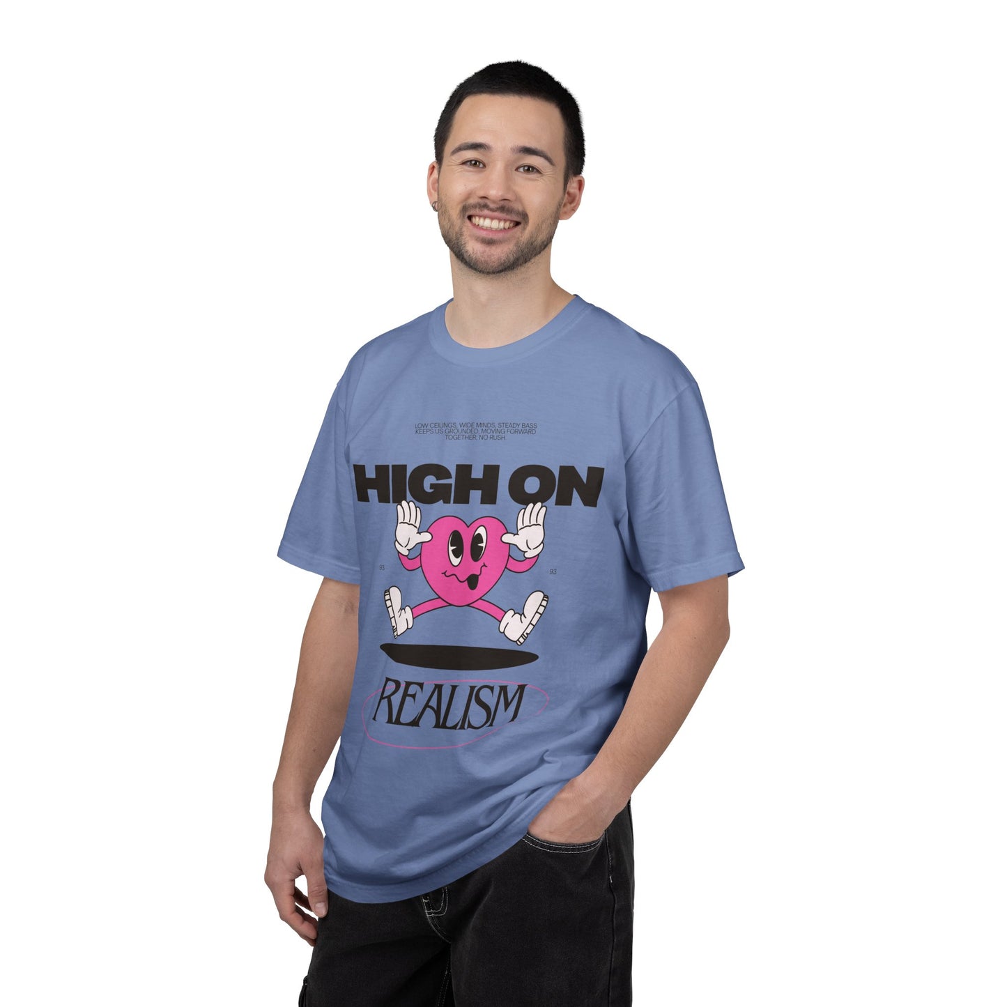 High On Realism Graphic T-Shirt — Retro Heart Skateboard Design