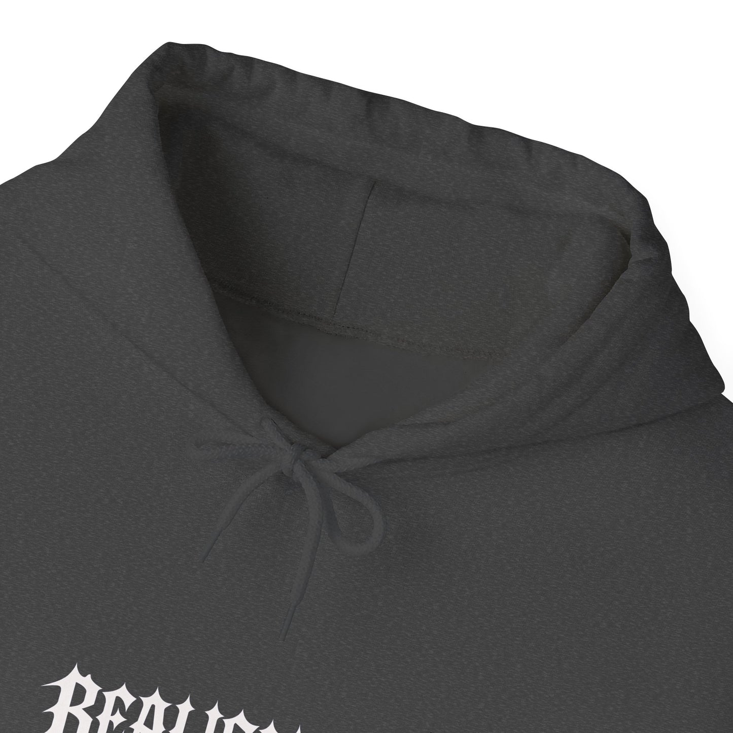 Realism93 Gothic Logo Hoodie — Black Graphic Pullover for Streetwear & Music Fans