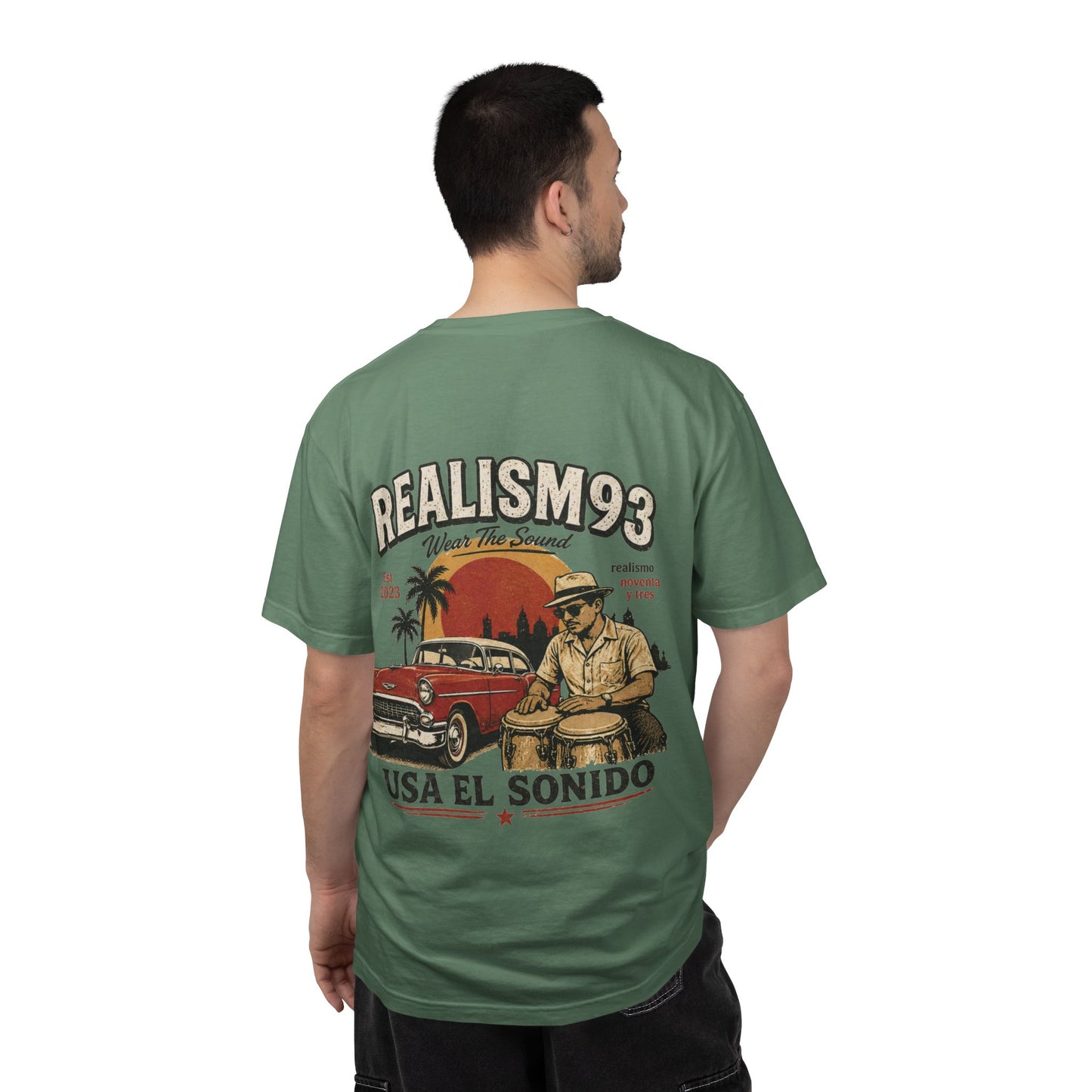 Realism93 "Usa El Sonido" Vintage Cuban Car & Conga T-Shirt