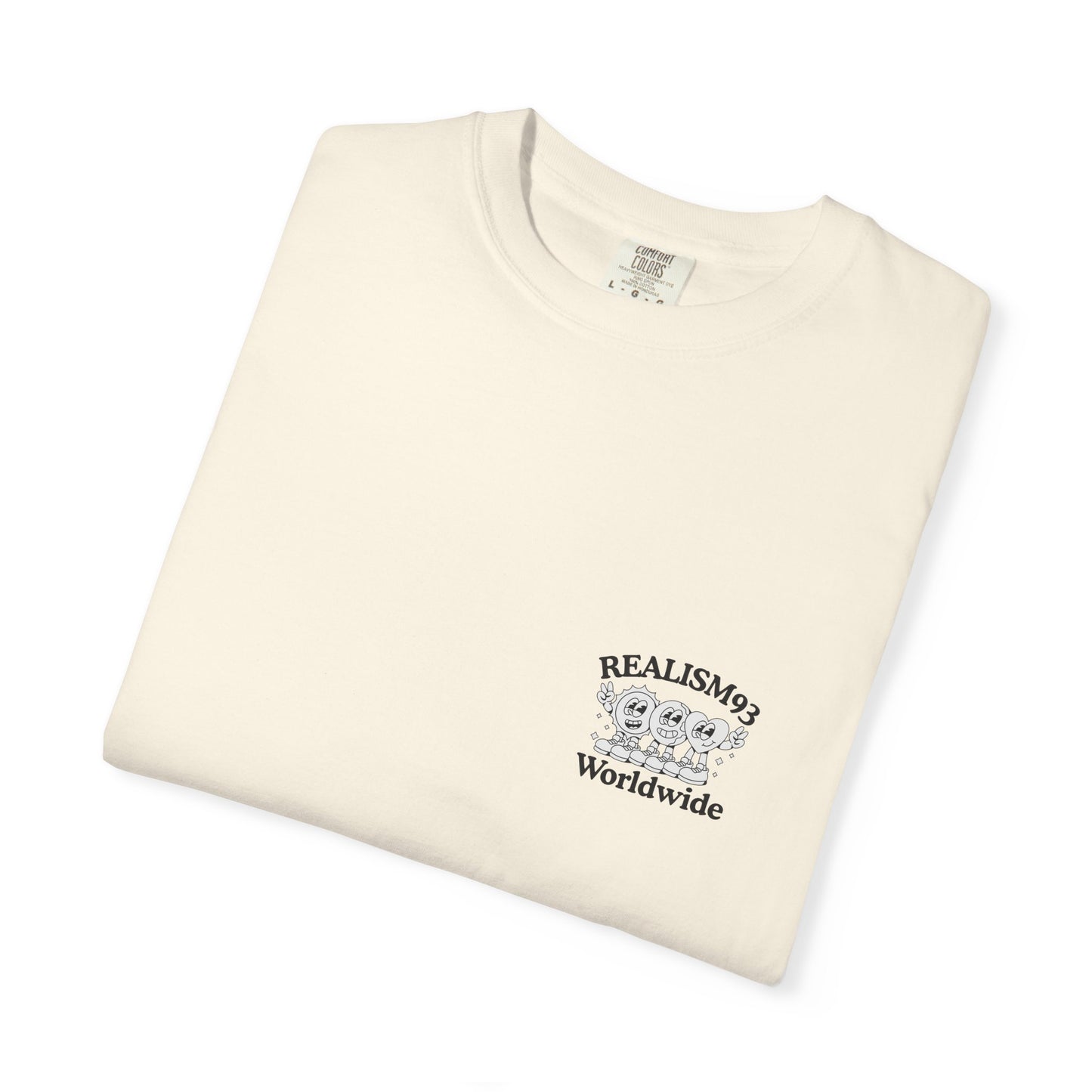 Realism93 Worldwide Back Print Graphic T-Shirt — Vintage Cartoon Logo Tee