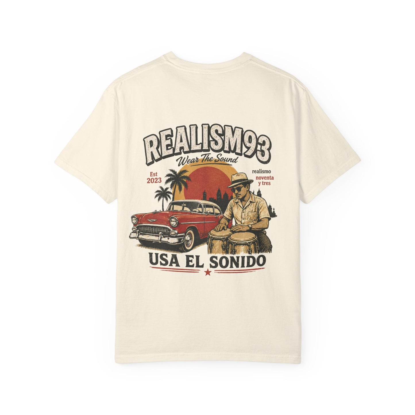 Realism93 "Usa El Sonido" Vintage Cuban Car & Conga T-Shirt