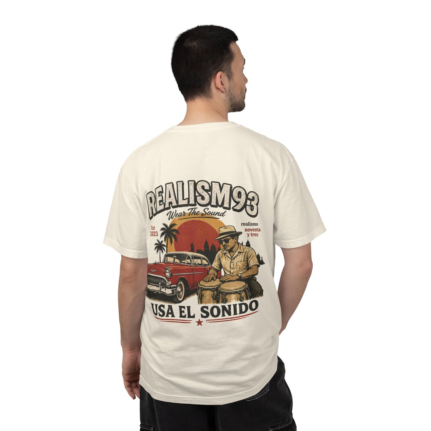 Realism93 "Usa El Sonido" Vintage Cuban Car & Conga T-Shirt