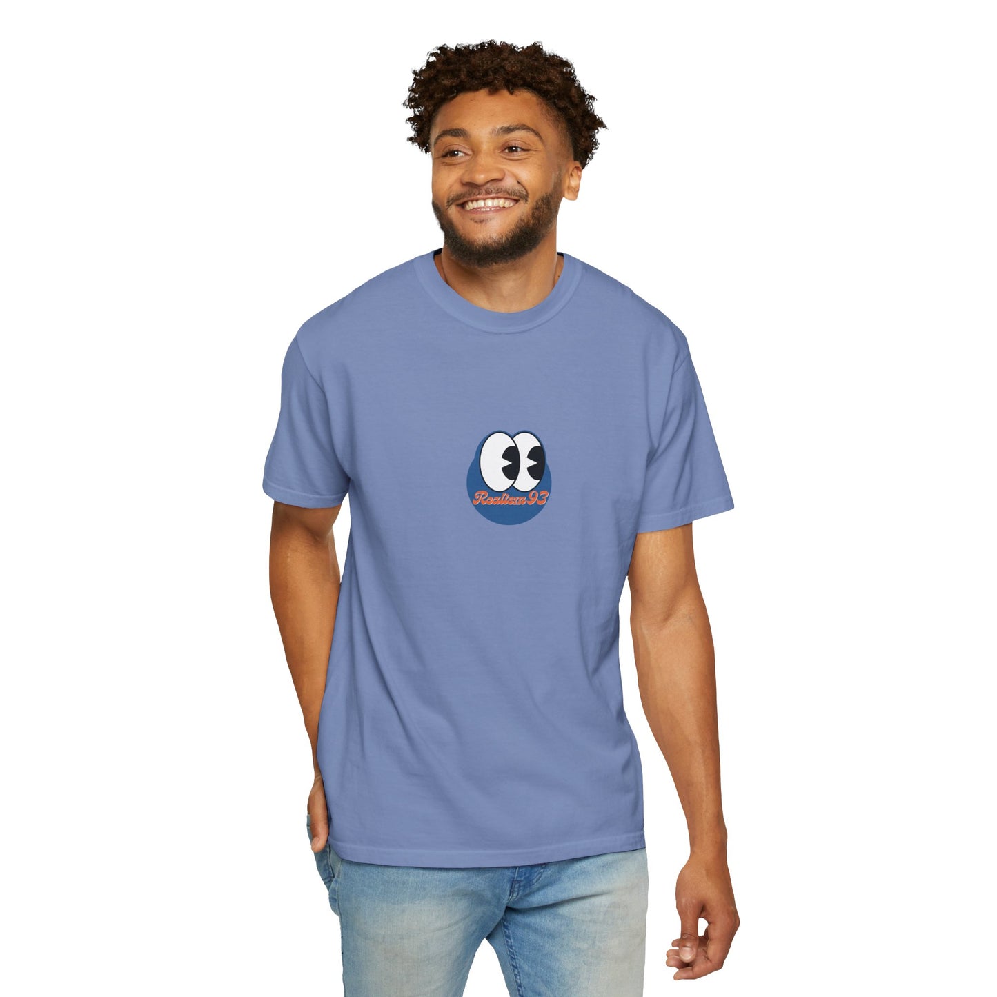Realism93 Cartoon Eyes Tee — Graphic T-Shirt with Cartoon Mascot