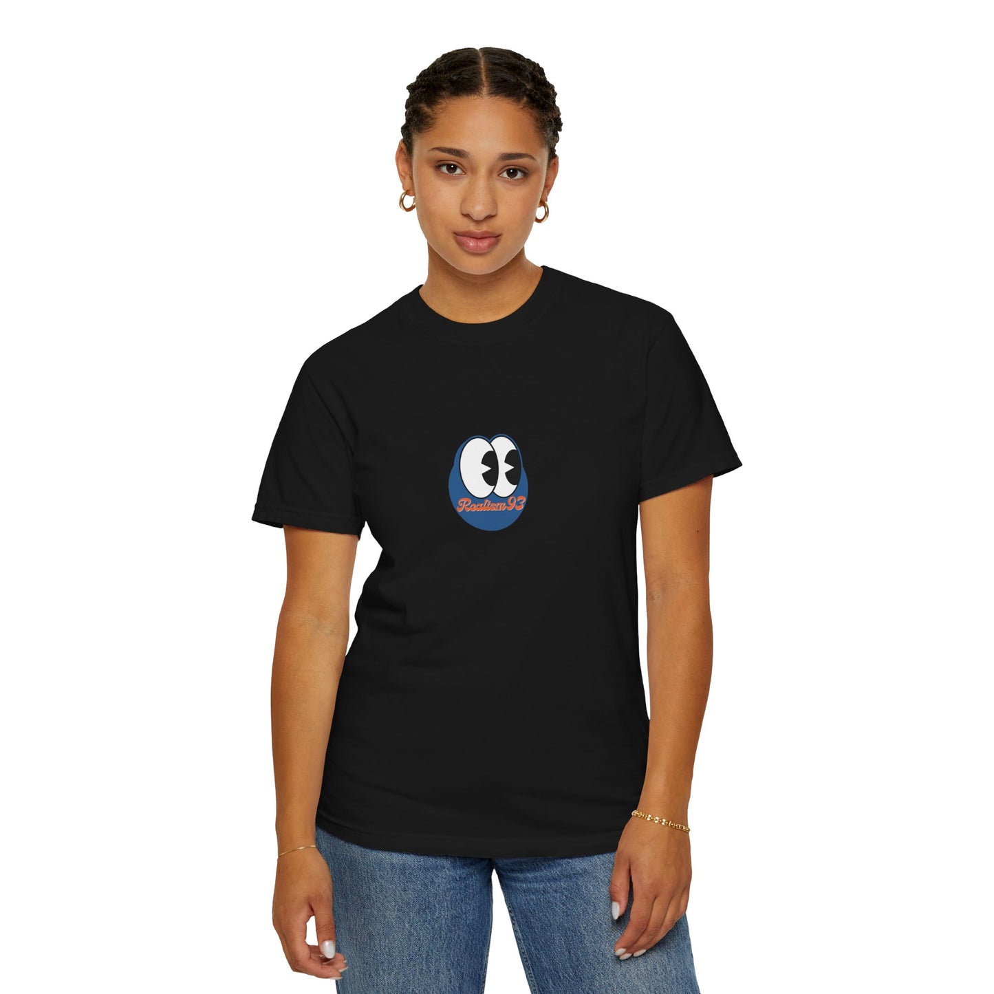 Realism93 Cartoon Eyes Tee — Graphic T-Shirt with Cartoon Mascot