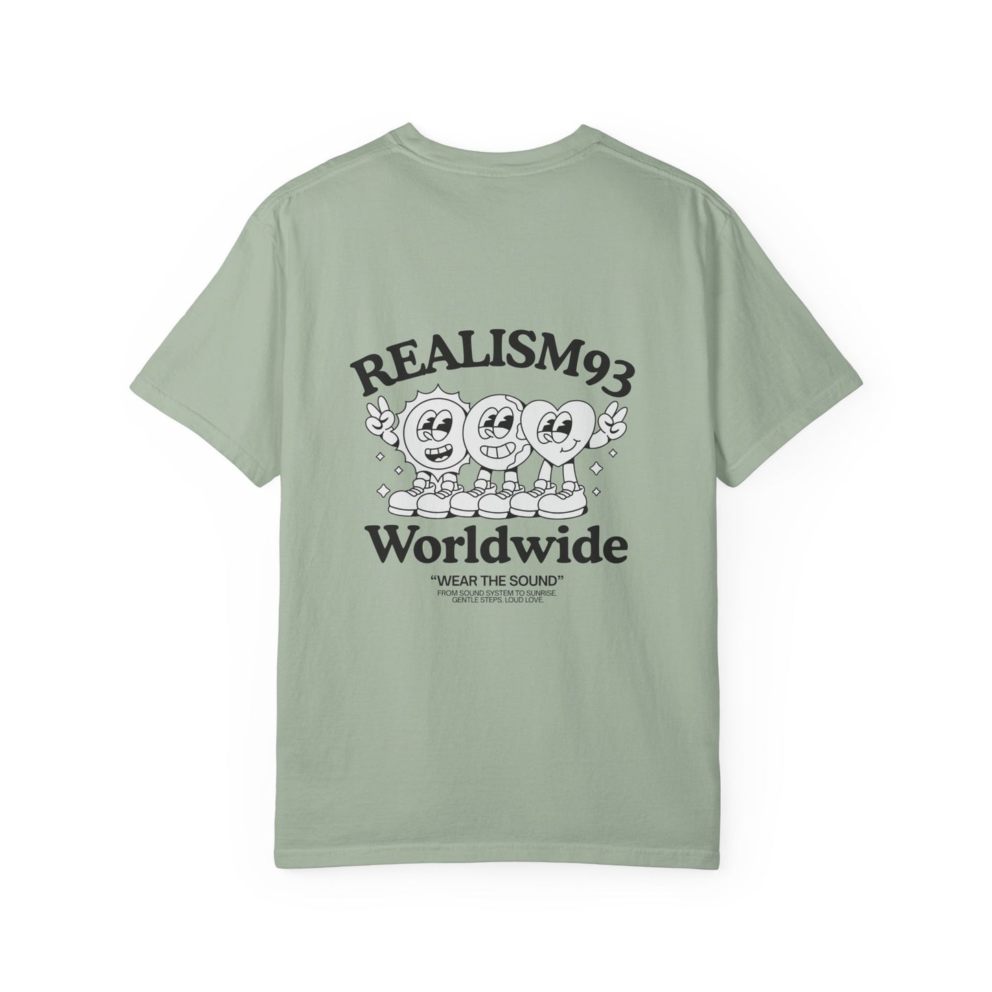 Realism93 Worldwide Back Print Graphic T-Shirt — Vintage Cartoon Logo Tee