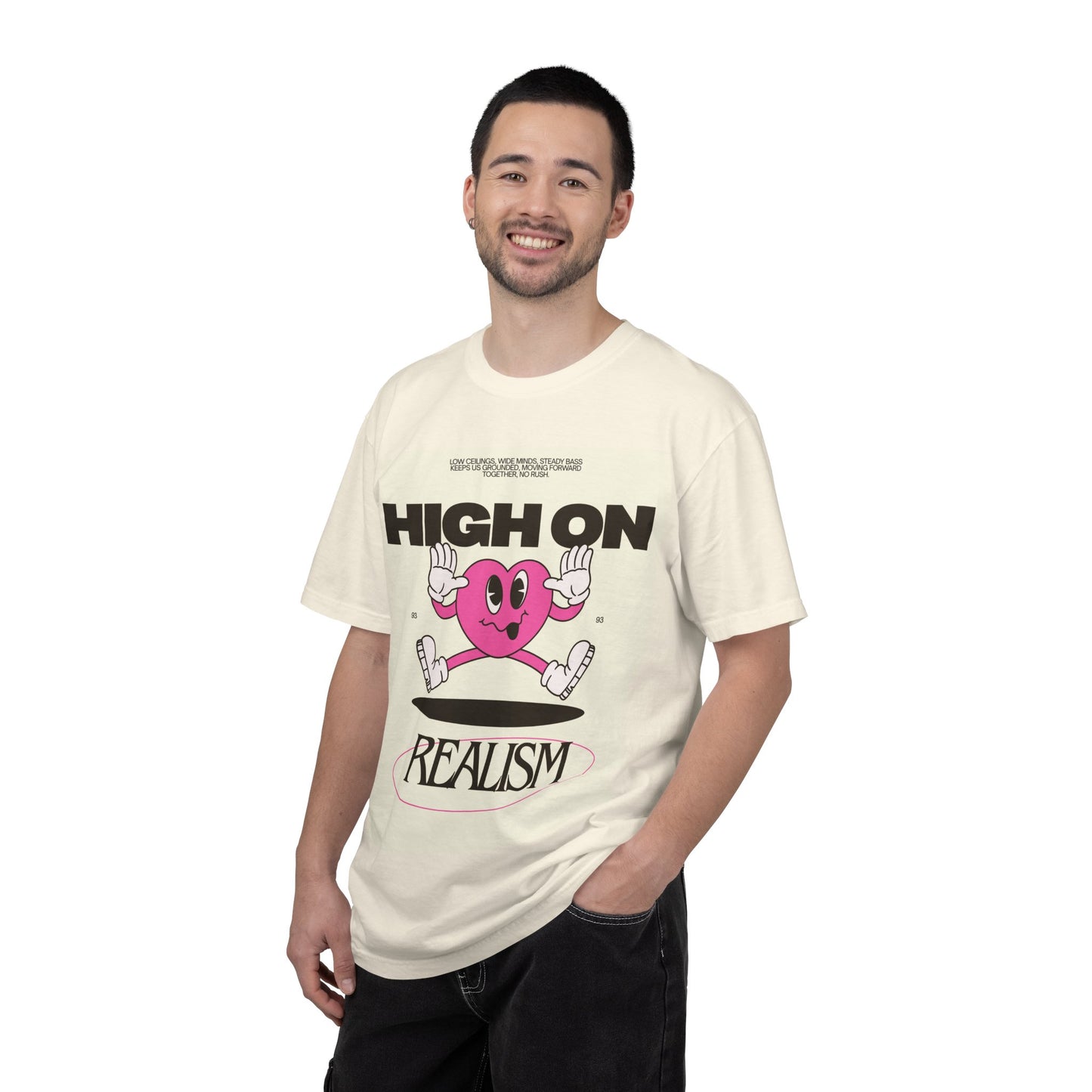 High On Realism Graphic T-Shirt — Retro Heart Skateboard Design