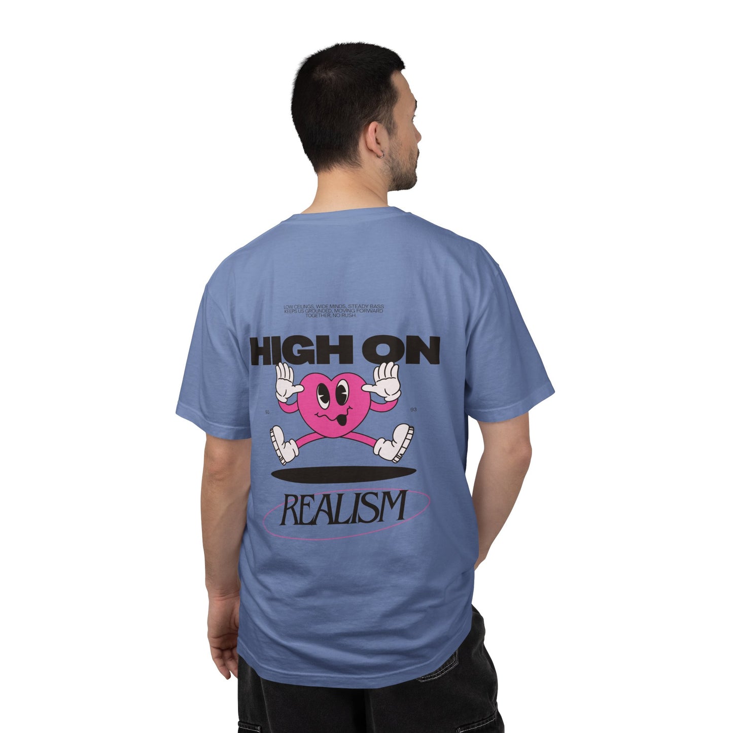 High On Realism Back Print Graphic T-Shirt — Retro Heart Skateboard Design