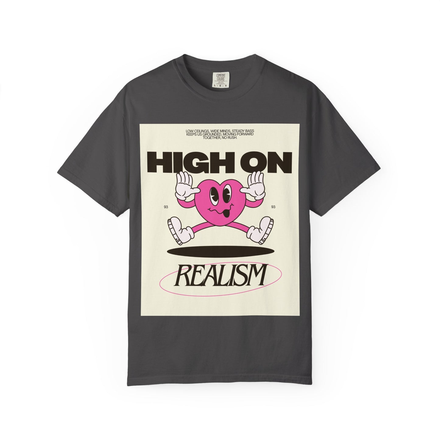 High On Realism Graphic T-Shirt — Retro Heart Skateboard Design