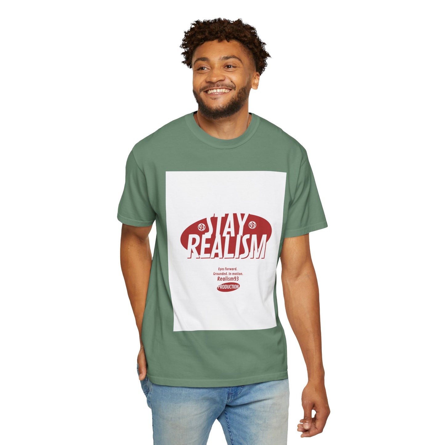 Stay Realism Graphic T-Shirt — Retro Bold Typography Tee