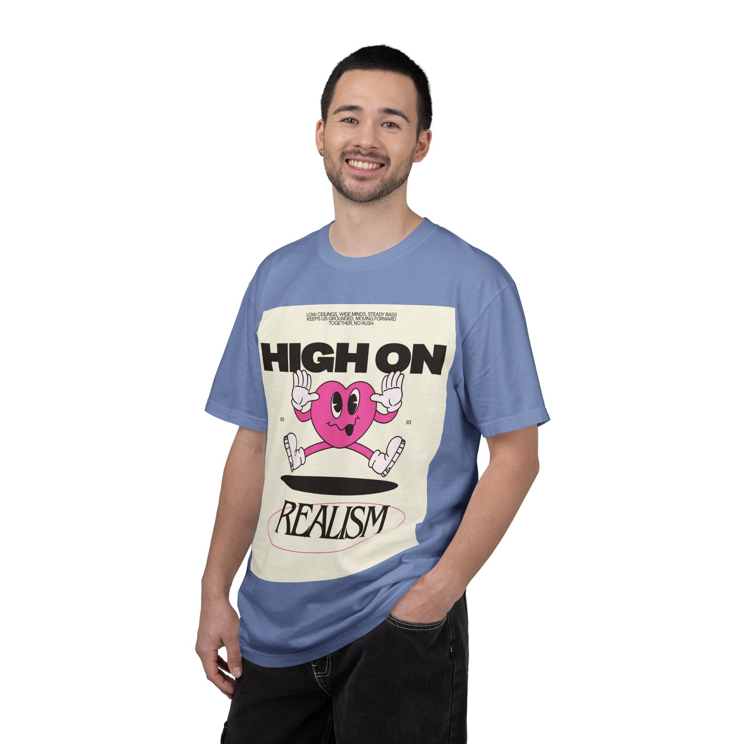 High On Realism Graphic T-Shirt — Retro Heart Skateboard Design