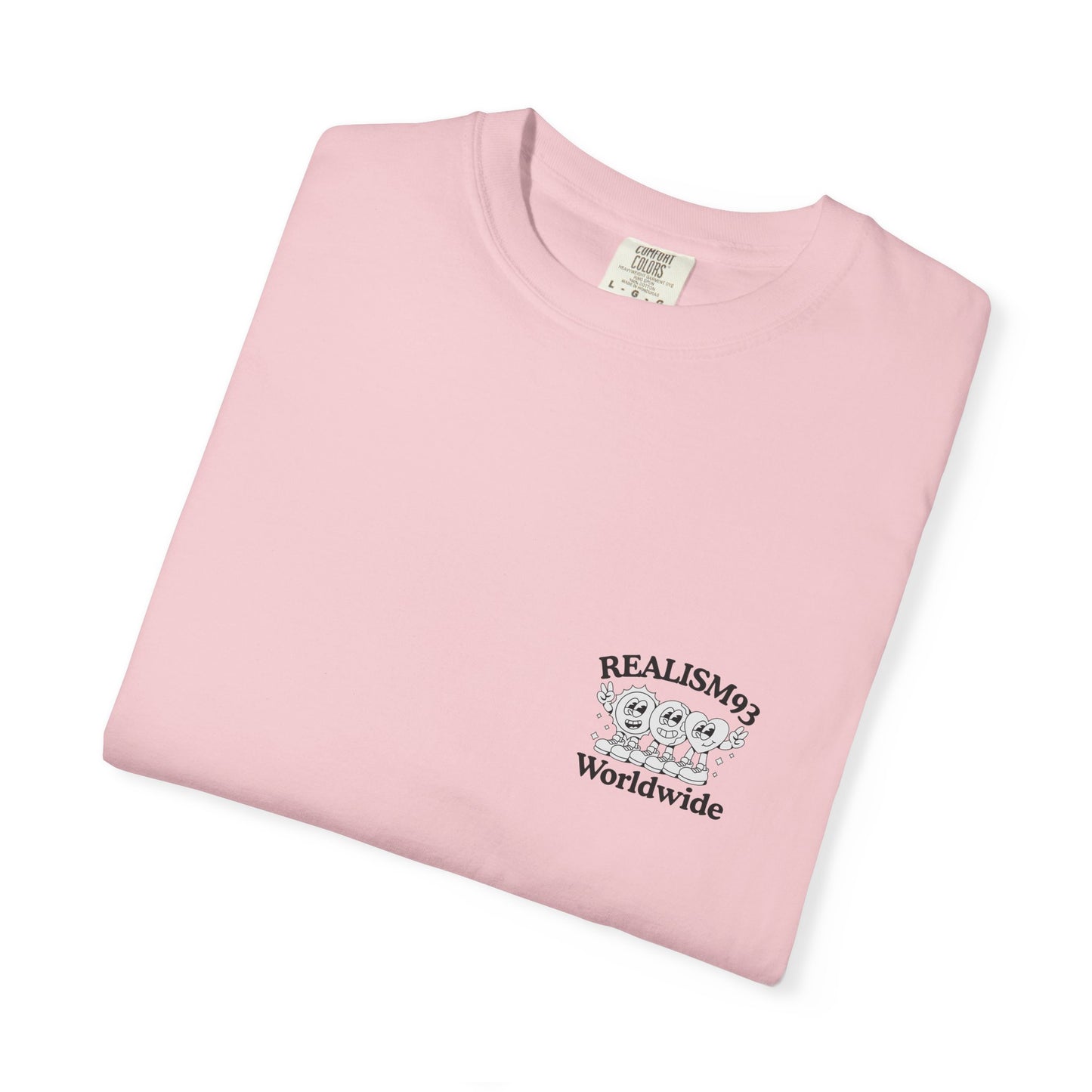 Realism93 Worldwide Back Print Graphic T-Shirt — Vintage Cartoon Logo Tee