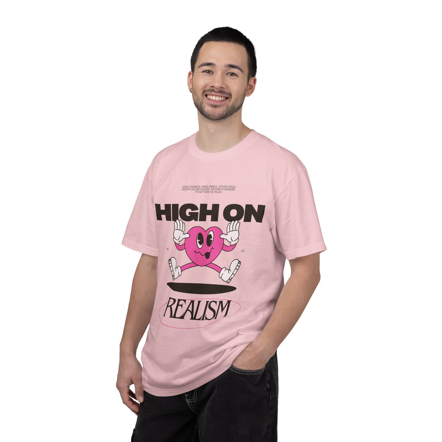 High On Realism Graphic T-Shirt — Retro Heart Skateboard Design