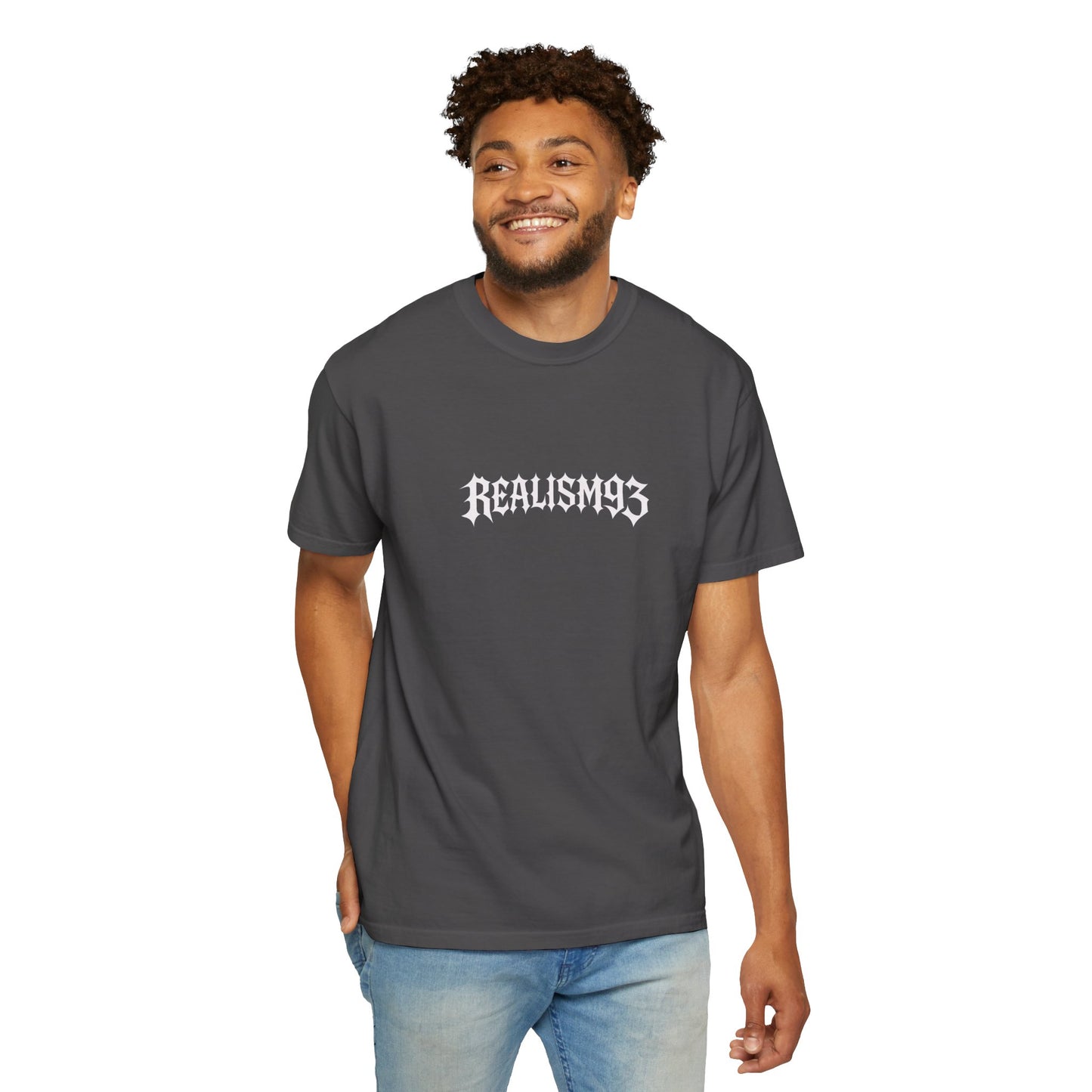 Realism93 Graphic T-Shirt — Vintage Grunge Logo Tee
