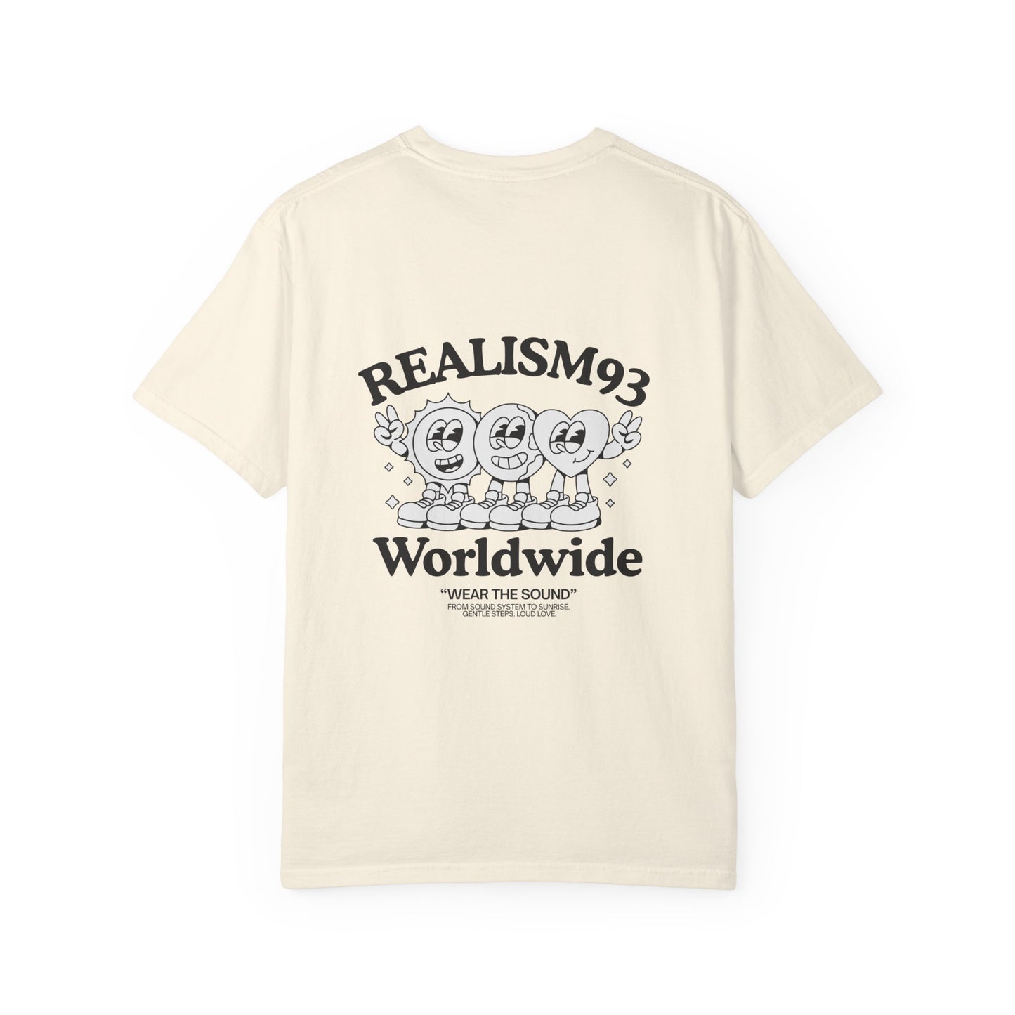Realism93 Worldwide Back Print Graphic T-Shirt — Vintage Cartoon Logo Tee