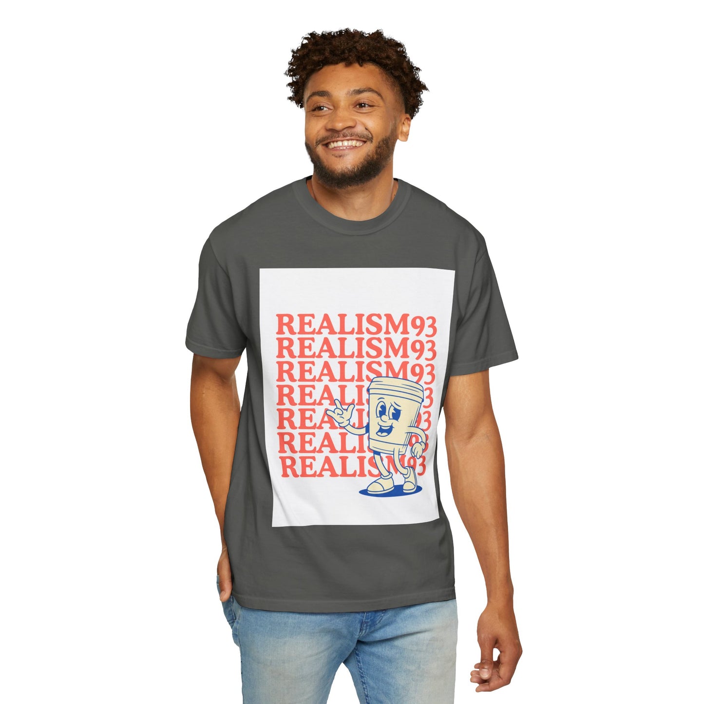 Realism93 Retro Cartoon Tee — Graphic T-Shirt with Vintage Mascot